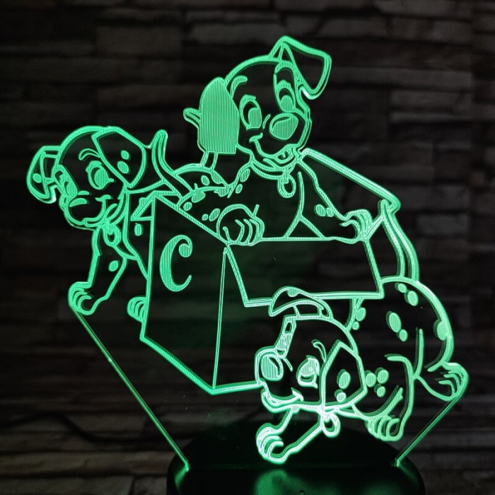 Dalmata kölykök 7 színű 3D led lámpa