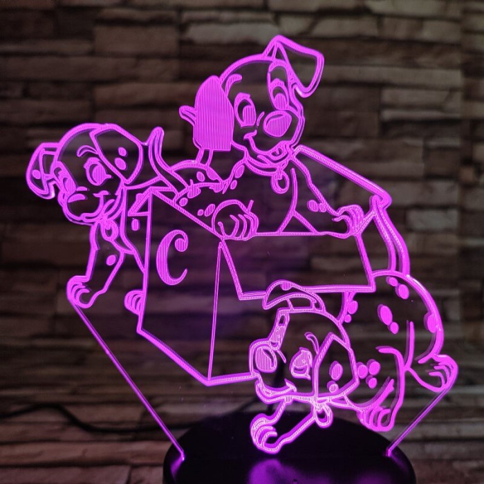 Dalmata kölykök 7 színű 3D led lámpa
