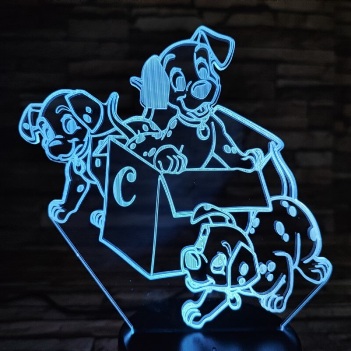 Dalmata kölykök 7 színű 3D led lámpa