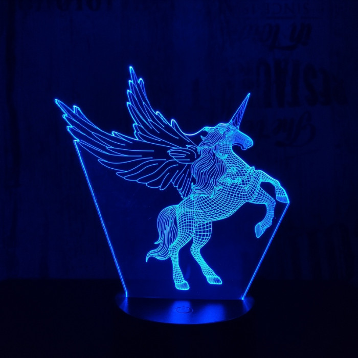 Nagy pegazus  7 színű  3D led lámpa