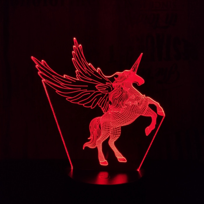 Nagy pegazus  7 színű  3D led lámpa