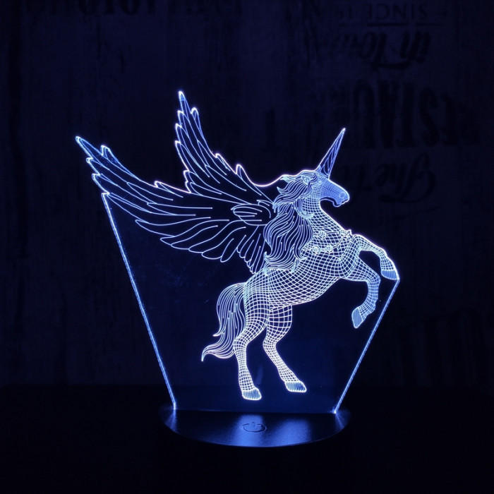 Nagy pegazus  7 színű  3D led lámpa