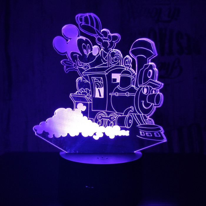 Egér a vonaton 7 színű 3D led lámpa