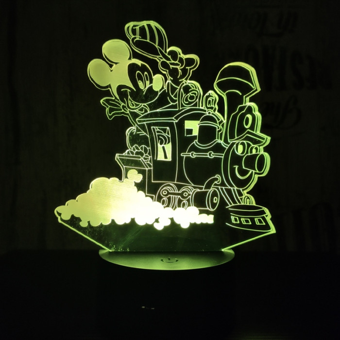 Egér a vonaton 7 színű 3D led lámpa