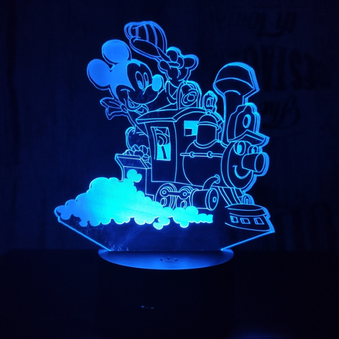 Egér a vonaton 7 színű 3D led lámpa