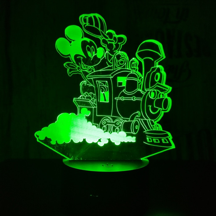 Egér a vonaton 7 színű 3D led lámpa
