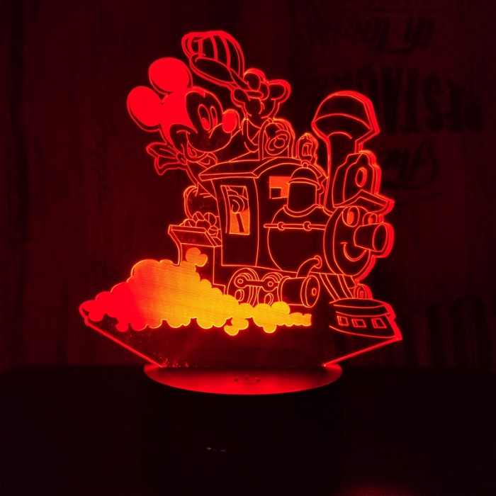 Egér a vonaton 7 színű 3D led lámpa