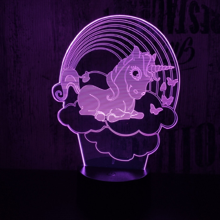 Unikornis felhő 7 színű 3D led lámpa