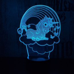 Unikornis felhő 7 színű 3D led lámpa