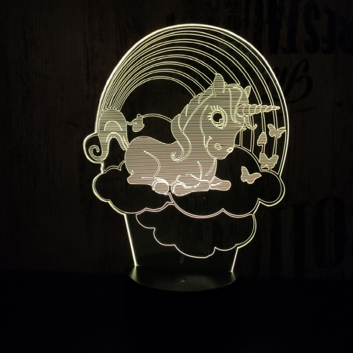 Unikornis felhő 7 színű 3D led lámpa