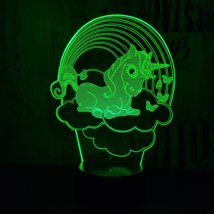 Unikornis felhő 7 színű 3D led lámpa