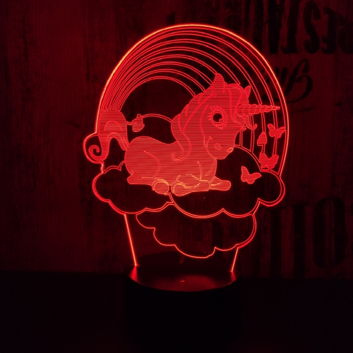 Unikornis felhő 7 színű 3D led lámpa