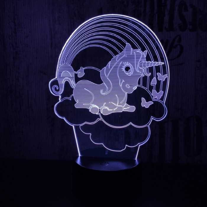 Unikornis felhő 7 színű 3D led lámpa