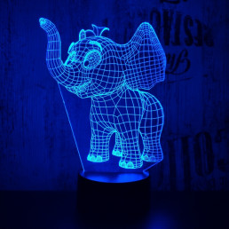 Kis elefánt 7 színű  3D led lámpa