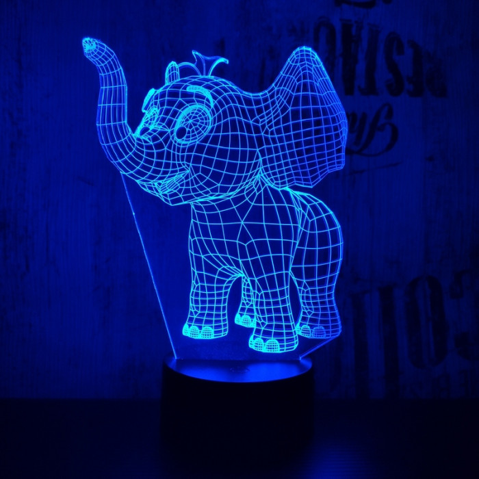 Kis elefánt 7 színű  3D led lámpa