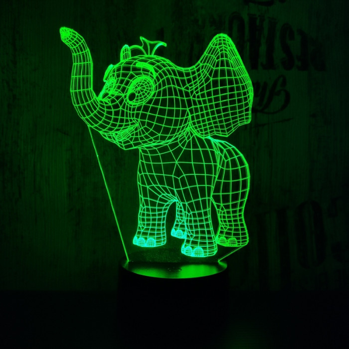 Kis elefánt 7 színű  3D led lámpa