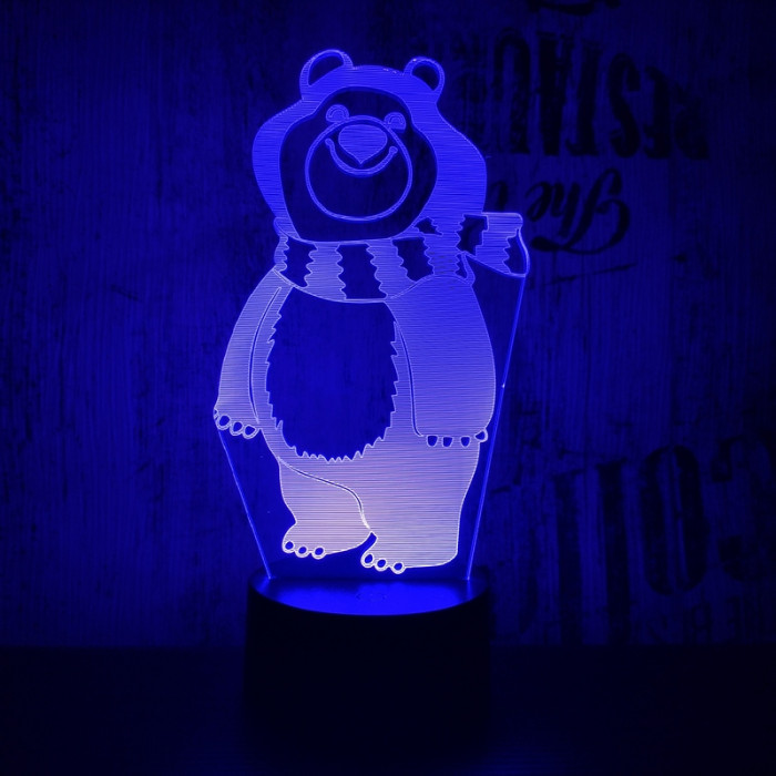 Sálas medve  7 színű 3D led lámpa