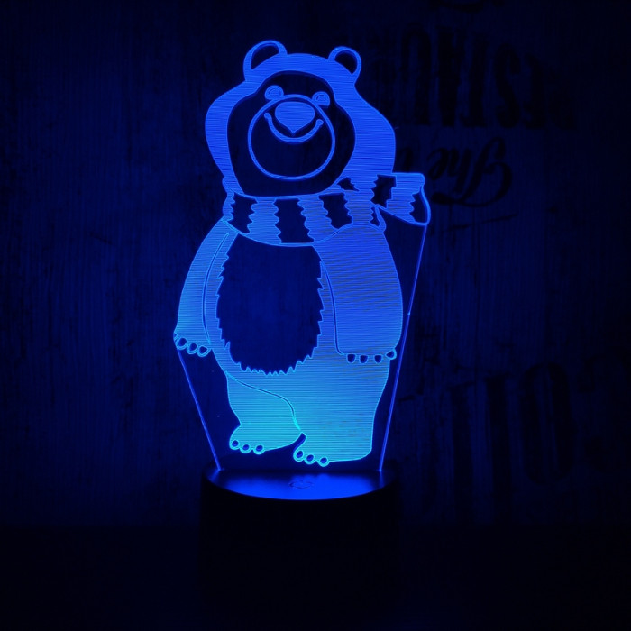 Sálas medve  7 színű 3D led lámpa