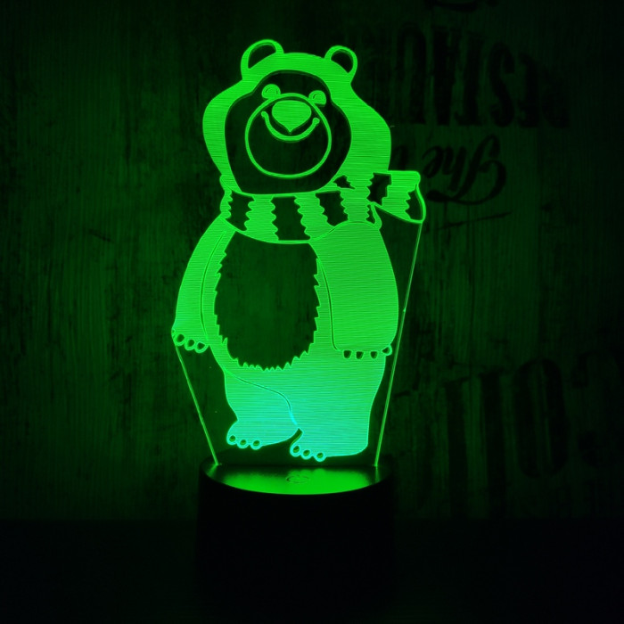 Sálas medve  7 színű 3D led lámpa