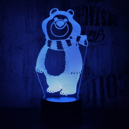 Sálas medve  7 színű 3D led lámpa