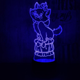 Masnis cica 7 színű 3D led lámpa