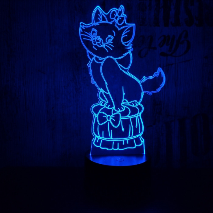 Masnis cica 7 színű 3D led lámpa