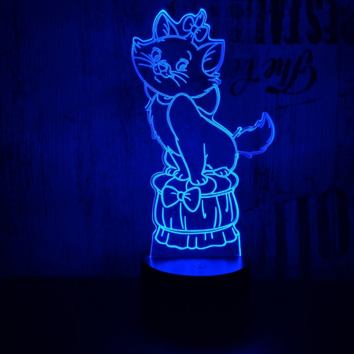 Masnis cica 7 színű 3D led lámpa