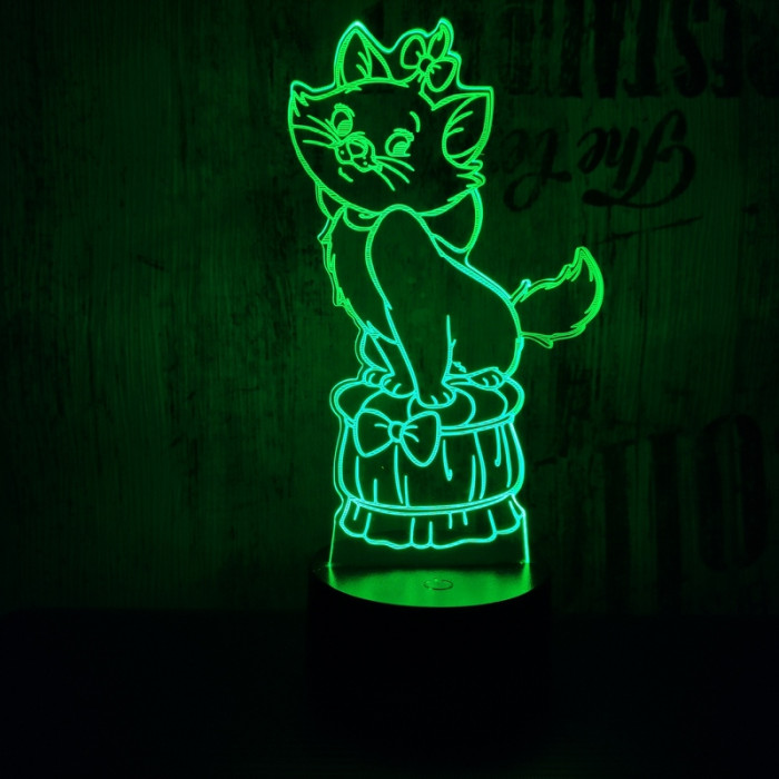 Masnis cica 7 színű 3D led lámpa