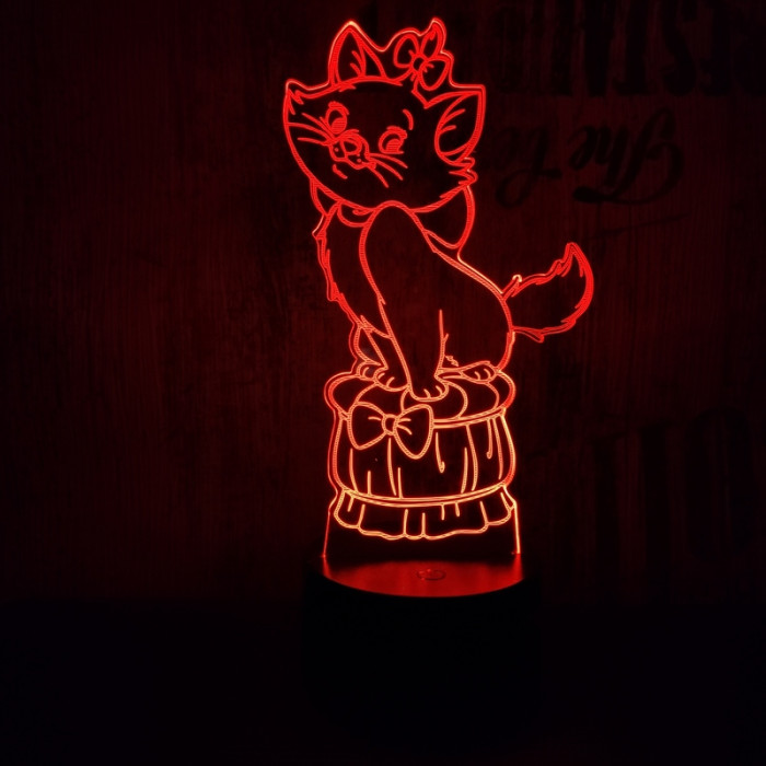 Masnis cica 7 színű 3D led lámpa