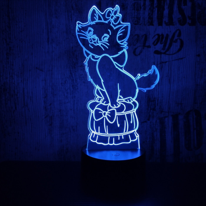 Masnis cica 7 színű 3D led lámpa