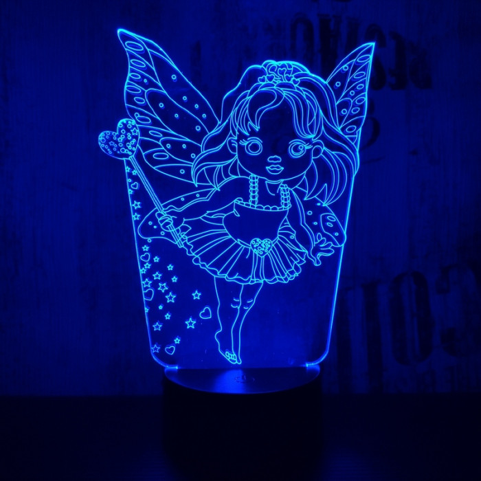 Tündér lány 2 7 színű 3D led lámpa