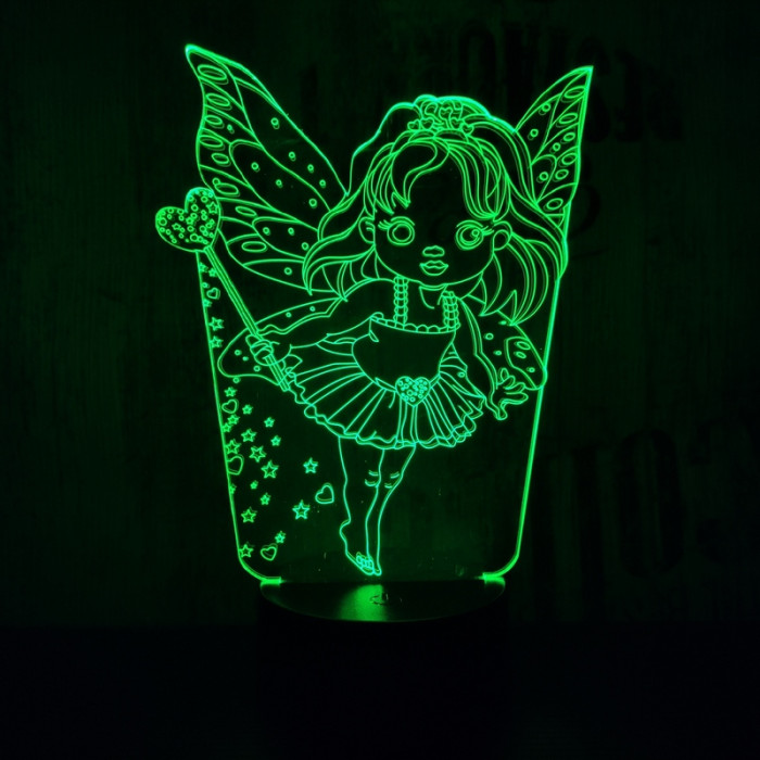 Tündér lány 2 7 színű 3D led lámpa