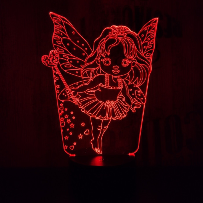 Tündér lány 2 7 színű 3D led lámpa