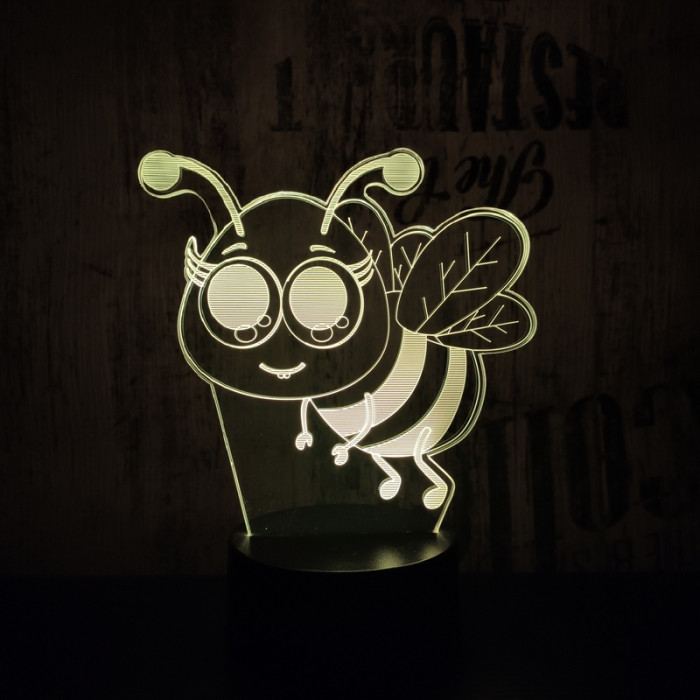 Méhecske 7 színű 3D led lámpa