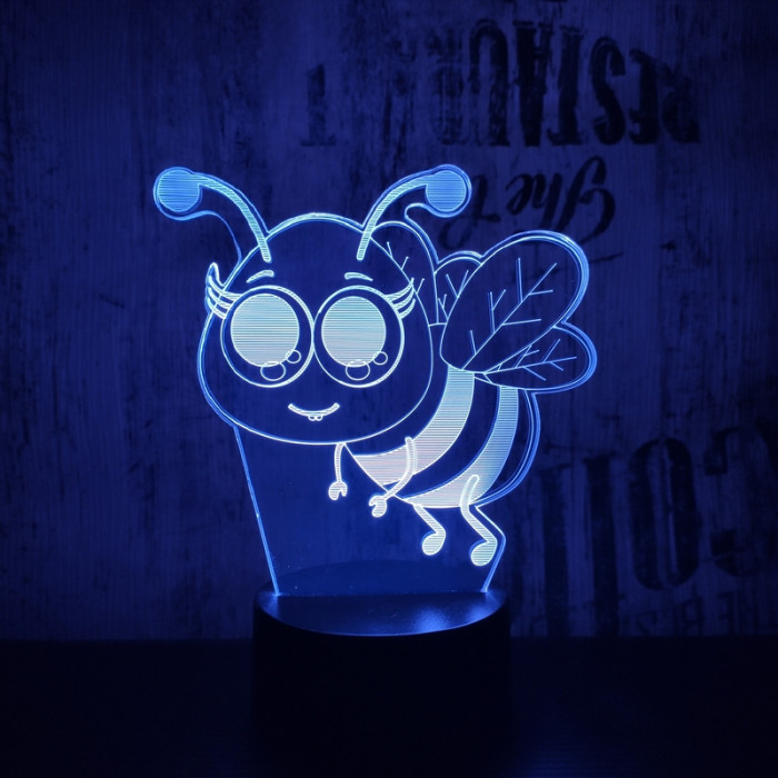 Méhecske 7 színű 3D led lámpa