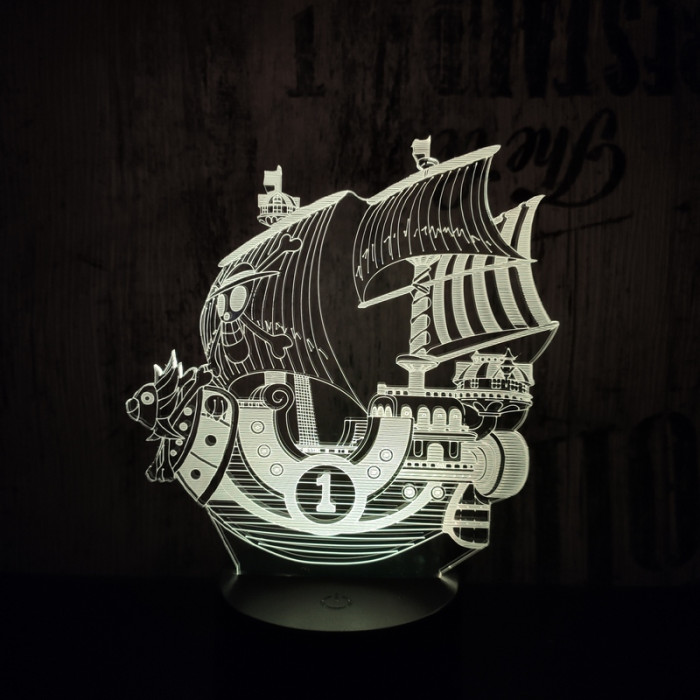 Kalózhajó 7 színű 3D led lámpa