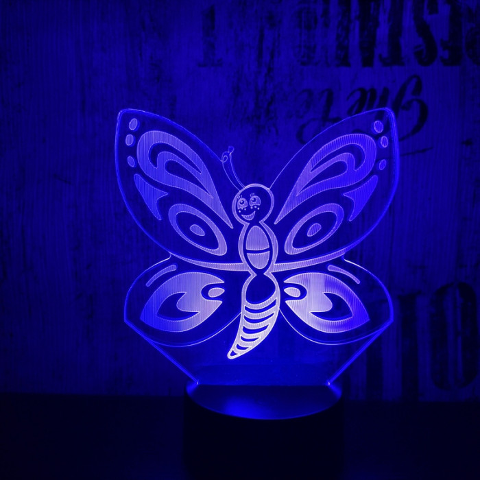 Pillangó  7 színű 3D led lámpa