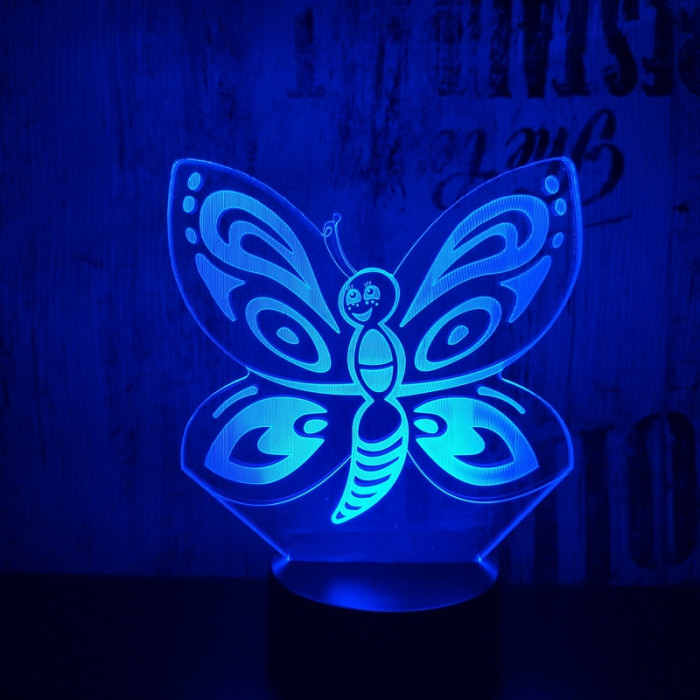 Pillangó  7 színű 3D led lámpa