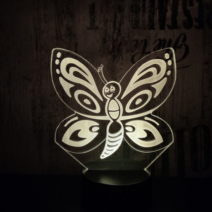 Pillangó  7 színű 3D led lámpa