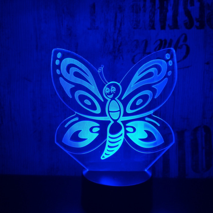 Pillangó  7 színű 3D led lámpa