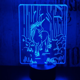 Egyszarvú ló 7 színű 3D led lámpa