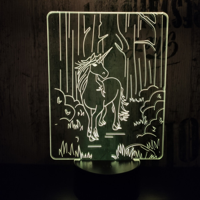 Egyszarvú ló 7 színű 3D led lámpa
