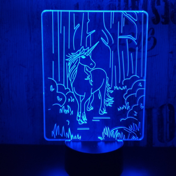 Egyszarvú ló 7 színű 3D led lámpa