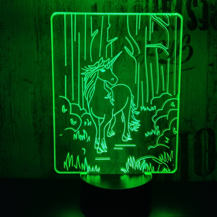Egyszarvú ló 7 színű 3D led lámpa