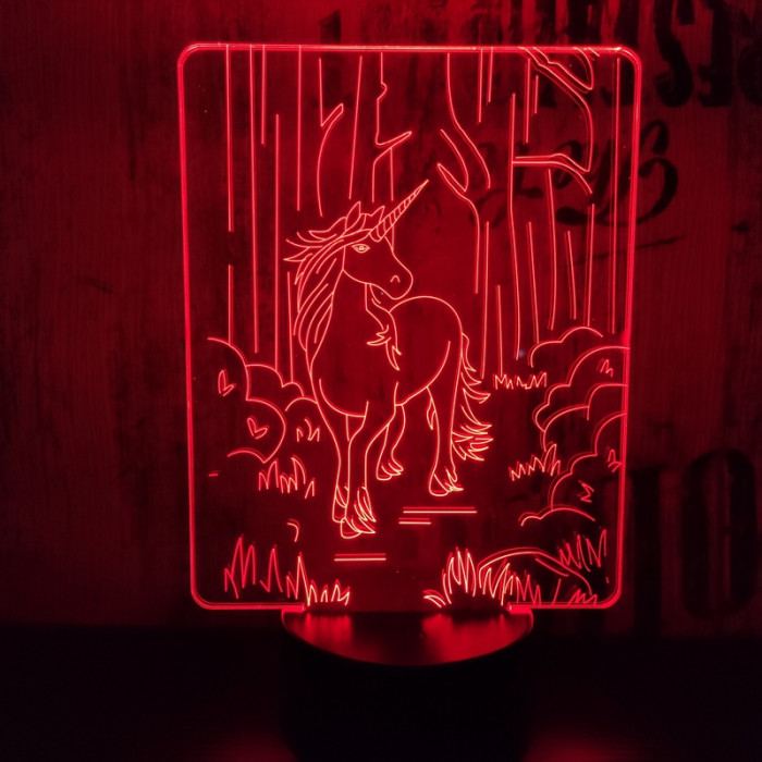 Egyszarvú ló 7 színű 3D led lámpa
