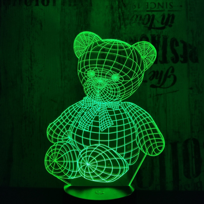 Ülő maci 7 színű 3D led lámpa