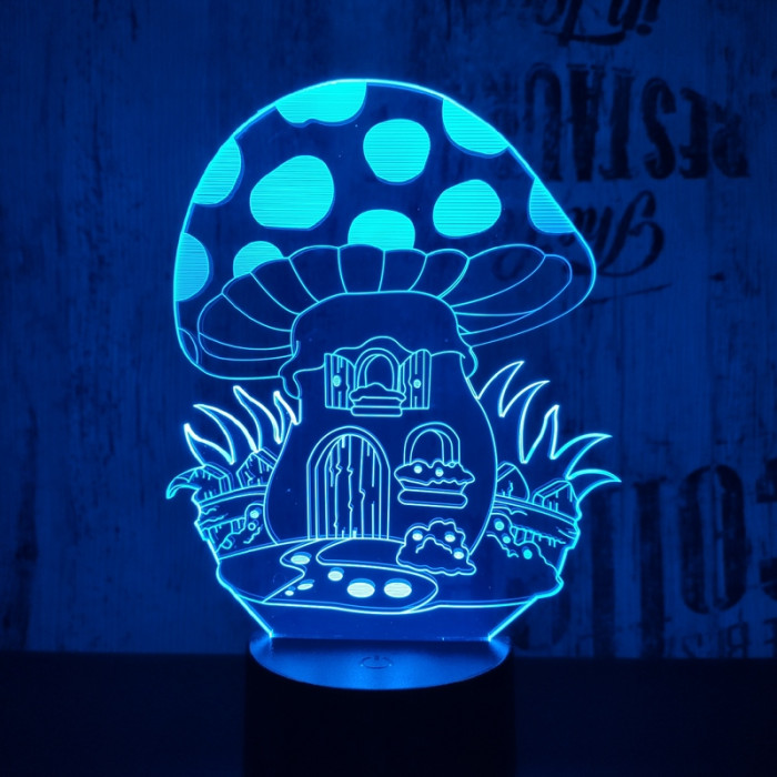 Gomba házikó 7 színű 3D led lámpa