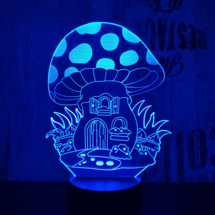 Gomba házikó 7 színű 3D led lámpa