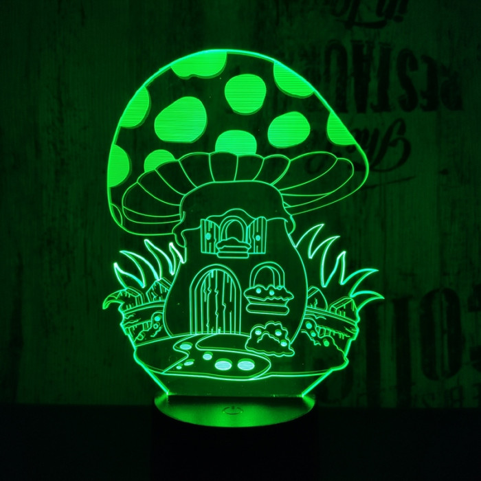 Gomba házikó 7 színű 3D led lámpa