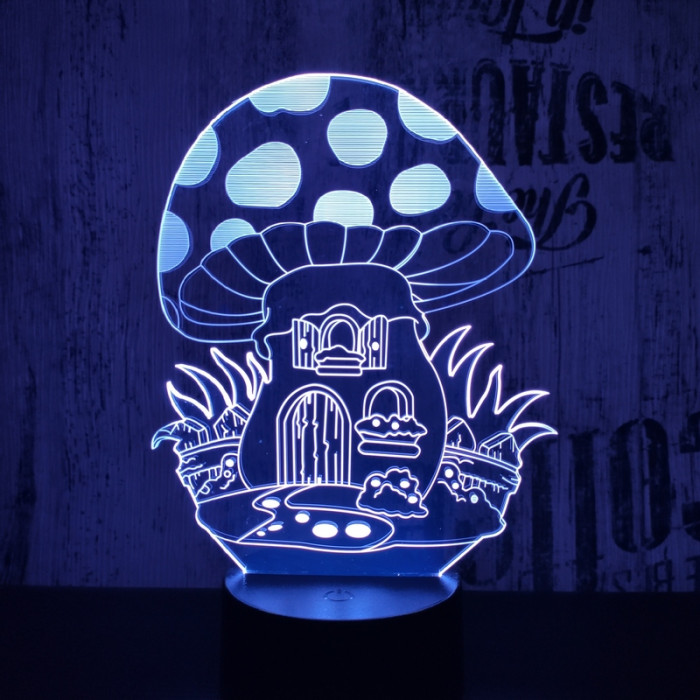 Gomba házikó 7 színű 3D led lámpa
